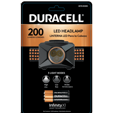 4 Light Modes! Water Resistant NEW Duracell 3 Pack LED Headlamps 500 Lumens 